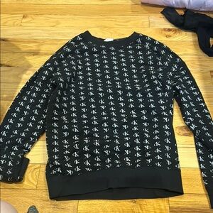 Calvin Klein Black and White Crewneck Sweater